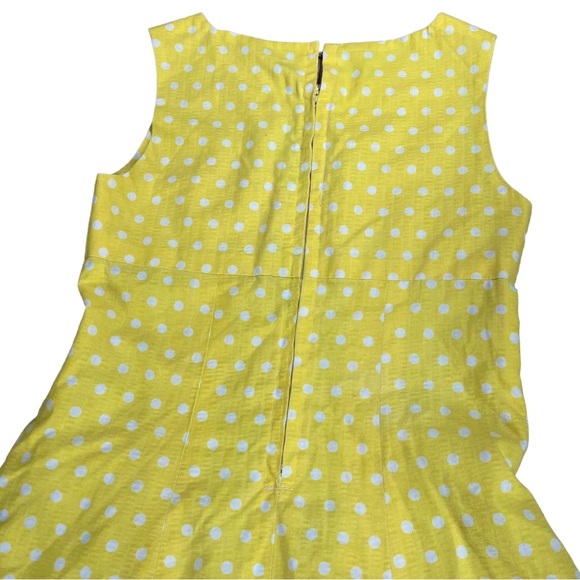 3/$44 Yellow dress size small white polka dots, zip up back with clasp closure - Picture 4 of 8
